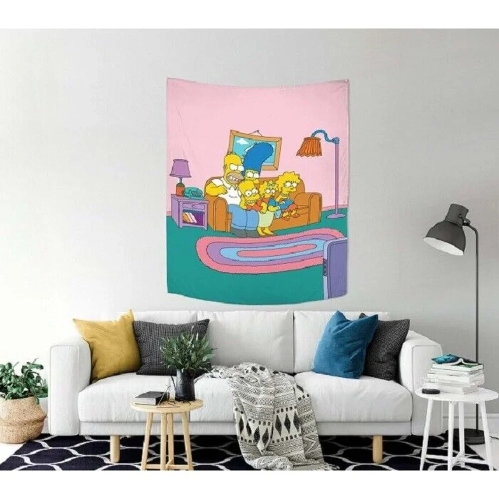 The Simpsons Bart Homer Marge Lisa Wall Hanging Tapestry Gift Cartoon Family NIP